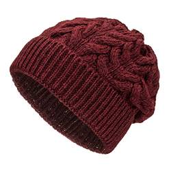 Weiche Damen Alpaka Mütze aus 100% Alpaka Wolle in 6 Farben - Hochwertige Winter Strickmütze/Beanie Wollmütze von HansaFarm, Weinrot - HF179, Einheitsgröße von HANSA-FARM