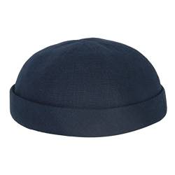 HANSEHELD Docker Cap Leinen Blau Kurz Flach Segler Sailor Cap 57 | Seemannsmütze | Dockermütze | Sommer | Docker Hut | Made in Germany von HANSEHELD