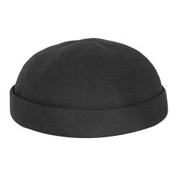 HANSEHELD Docker Cap Leinen Schwarz Kurz Flach Segler Sailor Cap 60 | Seemannsmütze | Dockermütze | Sommer | Docker Hut | Made in Germany von HANSEHELD