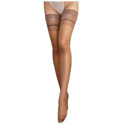 HANXIULIN Damen-Leggings feine Strümpfe halterlose mit Spitze Anti-Reibungs-Schenkelstrümpfe elastisch Hohlstrumpfhose von HANXIULIN