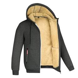 HANXIULIN Fleece Plüschjacke Flauschig Warm Reißverschluss Wolljacke Herren Pullover Fleece Pullover Lang Kapuze Fleecejacke atmungsaktiv Warm Outdoor Wintermantel Daunenjacke Winterjacke von HANXIULIN