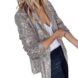 HANXIULIN Langarm-Blazer Damen Elegante vorne offen Anzugjacke Hosenanzug Blazer Hose -Teiler Weicher Hautfreundlicher Casual Revers Business Büro von HANXIULIN