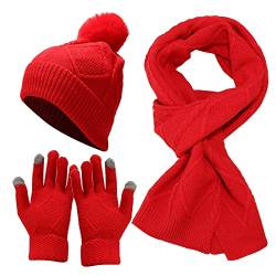 HANXIULIN Mütze, Schal & Handschuh-Sets Beanie Damen Baumwolle mit Fleece Gefüttert Hüte Beanie Satin Winddichte Winter Mütze für Outdoor Winter Caps Beanie Winter Grobstrick Mütze von HANXIULIN