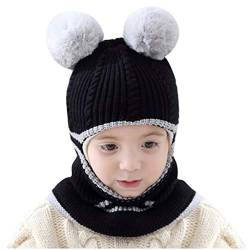 HANXIULIN Unisex Baby Strickmütze Baby Beanie Mütze Babymütze Kinder Winter Warm Baby Mütze Mode Haarball Wintermütze Warme Kindermütze Strick Dicke Skimütze 3-15 Jahre von HANXIULIN