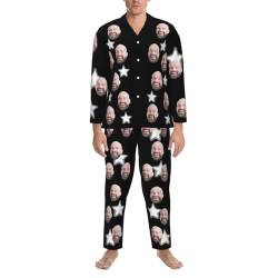 ＨＡＯＡＮＧＺＨＥ Personalisierte Damen Pyjama Set Foto Gesicht, Pyjama Sleepwear Set für Männer, individuelles Foto-Gesicht Loungewear-Pyjama-Sets, Gesicht Nachtwäsche Weihnachtspyjamas für die Familie von ＨＡＯＡＮＧＺＨＥ