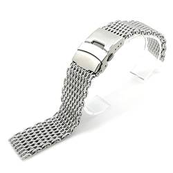 HAODEE Milanaise-Hai-Mesh-Armband für Breitling Seiko OMG Armband, 20 mm, 22 mm, Edelstahl-Uhrenarmband (Farbe: Silber, Größe: 20 mm) von HAODEE