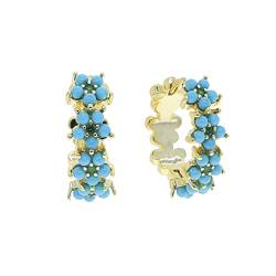 2021 frühling Frauen Schmuck Gold Farbe Prong Set Blau Türkisen Verkrustete Stein Blume Ohrring Exquisite (Size : Red) von HAODUOO