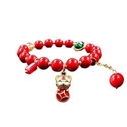 Armband 2022 Lucky Tiger Year Armbänder Verstellbare rote Perlen Armband Chinesisches Sternzeichen Tiger Tier Charm Elastisches Armband Armreifen for Frauen Weihnachten Neujahr Schmuck Geschenk von HAODUOO