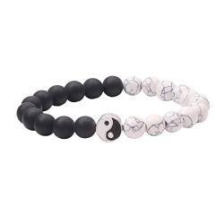 Armreifen for Damen und Herren, Fußkettchen, Perlen, mattierter Stein, Yin-Legierung, Türkis, Weiß, Armbänder, Teenager, Mädchen, Jungen, Schmuck – Valentinstagsgeschenke (Farbe: B, Größe: Einheitsgrö von HAODUOO