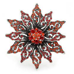 Brosche Pin Niedliche Brosche Abzeichen Geschenk for Jungen Mädchen Große Strass-Sonnenblume ES for Frauen 3-Farben-Blumen-Party-Büro-Pin-Abzeichen (Color : Red) von HAODUOO