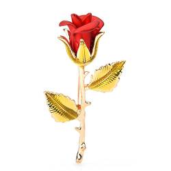 Brosche Pin Zubehör Brosche Abzeichen Pins Praktische Broschen Rot Weiß Rose Blume ES Frauen Legierung Valentinstag Pins Abzeichen von HAODUOO