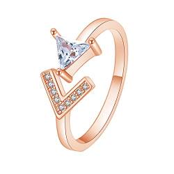 HAODUOO 2023 Versprechensringe for Damen_Ring Zirkon Persönlichkeit Offenes Dreieck mit Mikroeinlage - Kreative Ringe (Color : A, Size : One Size) von HAODUOO