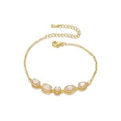 HAODUOO Armband, Wassertropfen, Zirkonia, Kristall, Damen-Armband, schlicht und elegant, Damen-Accessoires, Geschenk, Hochzeit, Schmuck, Armbänder und Armreifen (Size : GOLD) von HAODUOO