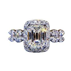 HAODUOO Damen-Versprechensringe 2023_ Ehe-Diamantring, weiblicher Antragsring, Temperament-Diamantringe (Color : Silver, Size : 10) von HAODUOO