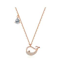 HAODUOO Halskette Halsketten Halskette mit Schlüsselbeinanhänger Gesamtlänge 16,93 Zoll, Halsketten for Frauen, feine kleine Walform, Sterlingsilber-Halskettenschmuck von HAODUOO
