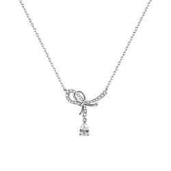 HAODUOO Halskette Kreative Unregelmäßige Schleife Halskette Silber Süße und Elegante Schlüsselbeinkette for Frau, Geburtstagsgeschenk der Freundin, Damen Halskette von HAODUOO