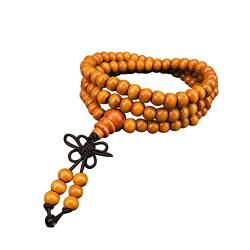 HAODUOO Herzfrequenzringe for Männer, Perlen aus Naturholz, Sandelholz, 6 mm, Schmuckarmband, 108 Armbänder (Color : Yellow, Size : One Size) von HAODUOO