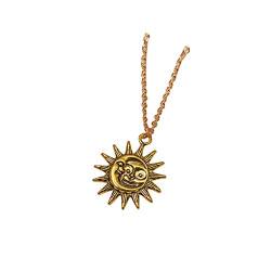 HAODUOO Lange Halskette for Frauen und Geschenke, Sonnen-Halsketten, Sonne, Ramadan, Mond, Mond und Halsketten, Halsketten und Anhänger (Color : Gold, Size : One Size) von HAODUOO
