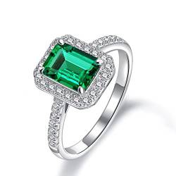 HAODUOO Schmuck Damen Ring Damen Silber Ring 1,5 Karat kultivierter Smaragd Ring Mode Verlobung Ehering (Color : Green5) von HAODUOO
