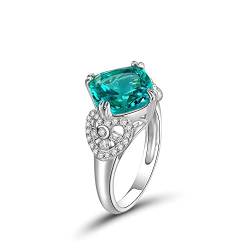 HAODUOO Schmuck Damen Ring Damen Silber Ring Grün 4ct High Carbon Diamant Ring Ehering (Color : Green8) von HAODUOO