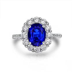 HAODUOO Schmuck Damen Ring Damen Silber Ringe 3ct Zirkon Ringe Damen Ringe Verlobung Eheringe (Color : Blue6) von HAODUOO