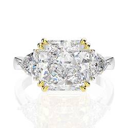 HAODUOO Schmuck Damenring Damenring aus -Silber, 5 Karat, weißer quadratischer Diamant mit hohem Kohlenstoffgehalt, Verlobungs- und Ehering, Diamantring (Color : White 5) von HAODUOO