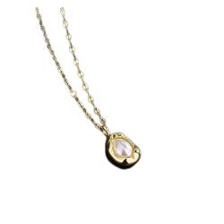 HAODUOO Silberne Erbsen-Kleine-Prinzessin-Halskette, weiblicher Perlenhalsband, unregelmäßige Pulloverkette (Color : E, Size : 40+5CM) von HAODUOO