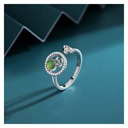 HAODUOO Sterling Silber Halskette Ring Ring Ohrringe Mode Geschenk Ohrringe (Color : White Golden Ring, Size : 925 silver) von HAODUOO