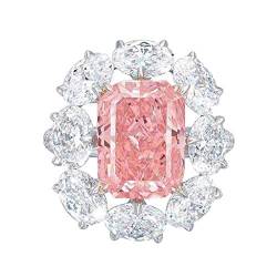 HAODUOO Versprechensringe for Sie_ Exquisiter ovaler Gänseei-Ring mit rosa Diamanten, Damenschmuck, Geschenk (Color : Pink, Size : 10) von HAODUOO
