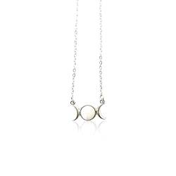 HAODUOO Vintage Crescent Schlüsselbein Halskette Mond Sonne Anhänger Silber Farbe Halsband Naturstein Kurze Halsketten for Frauen Mädchen (Color : White Turquoise) von HAODUOO