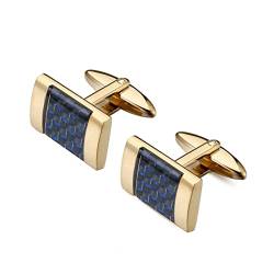 Manschettenknöpfe for Herren, Gold, Herren-Business-Manschettenknöpfe, Manschettenknöpfe, Business, Hochzeit, Party (Color : Blue, Size : 20x13mm) von HAODUOO