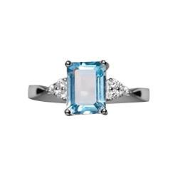 Offene Ringe Damen Ring Sterling Silber Regenbogen Verlobung Eheringe 3 Farben (Color : Light Blue, Size : 11) von HAODUOO