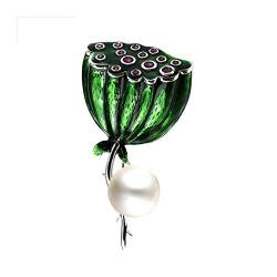 Pin Schmuck Geschenke for Frauen Lotus Brosche Pins for Frauen, modische All-Match-Imitationsperlen-Broschen Blazer-Schal-Pullover-Broschen Broschen und Anstecknadeln von HAODUOO