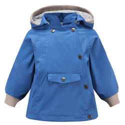 HAOKTY Kinder Jungen Kapuzenjacke Regenjacke Mädchen Wasserdicht Windjacke Warme Outdoorjacke Wanderjacke mit Baumwollfutter(Blau,120cm) von HAOKTY