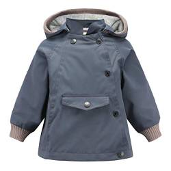 HAOKTY Kinder Jungen Kapuzenjacke Regenjacke Mädchen Wasserdicht Windjacke Warme Outdoorjacke Wanderjacke mit Baumwollfutter(Grau,90cm) von HAOKTY