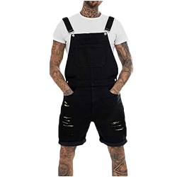 HAOLEI Kurze Herren Jeans Latzhose Denim Short Cargo Overall Pants Latz Arbeitshose Slim Fit Jeanshose Jungen cool Jumpsuit Jogger Streetwear von HAOLEI