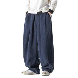 HAORUN Herren Baggy Cord Pants Kung Fu-Hose Loose Casual Bottom Hip Hop Grau - Blau - XX-Large von HAORUN