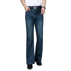 HAORUN Herren Bell Bottom Jeans Slim Fit Ausgestellte Denim Hose 60er 70er Jahre Retro Hose, 1-dunkelblau, 49 von HAORUN