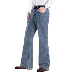 HAORUN Herren Bell Bottom Jeans Slim Fit Ausgestellte Denim Hose 60er 70er Jahre Retro Hose, 2-hellblau, 50 von HAORUN