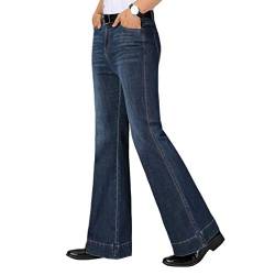 HAORUN Herren Bell Bottom Jeans Slim Fit Flared Denim Hose 60er 70er Jahre Retro Hose, dunkelblau, 46 von HAORUN