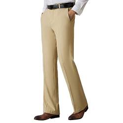 HAORUN Herren Bell Bottom Pants Vintage 60er 70er Flare Formal Dress Hose Slim Fit, Khaki für den Sommer, 49 von HAORUN