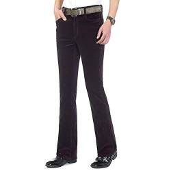 HAORUN Herren Cordhose mit Glockenunterteil, Slim Fit, 60er / 70er Jahre, Vintage Bootcut Hose Gr. 31W, violett von HAORUN