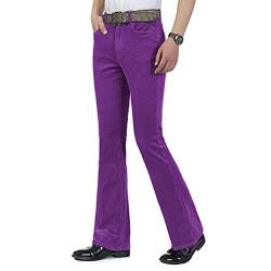 HAORUN Herren Cordhose mit Glockenunterteil, Slim Fit, 60er / 70er Jahre, Vintage Bootcut Hose - Violett - 50 von HAORUN