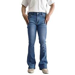 HAORUN Herren Cordhose mit Glockenunterteil, schmale Passform, 60er-/70er-Jahre, Vintage-Bootcut-Hose, Jeansblau, 48 von HAORUN