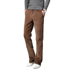 HAORUN Herren Cordhose mit Kordelzug, schmale Baumwolle, Glockenhose, lässig, Kaffee, 50 von HAORUN