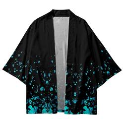 HAORUN Herren Japanischer Kimono Mantel Lose Yukata Outwear Lange Bademantel Tops Vintage, Kurz-Q, XX-Large von HAORUN