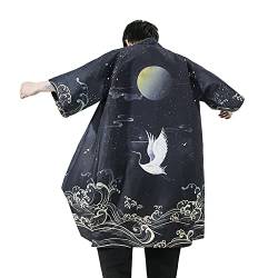 HAORUN Herren Japanischer Kimono Mantel Lose Yukata Outwear Lange Bademantel Tops Vintage, Lang 1, X-Large von HAORUN