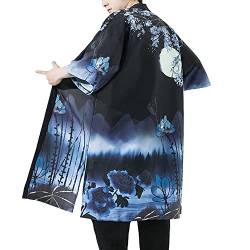 HAORUN Herren Japanischer Kimono Mantel Lose Yukata Outwear Lange Bademantel Tops Vintage, Lang-3, Medium von HAORUN