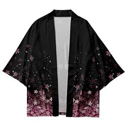 HAORUN Herren Japanischer Kimono Mantel Lose Yukata Outwear Lange Bademantel Tops Vintage, Short-P, Large von HAORUN