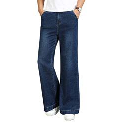 HAORUN Herren-Jeans, locker, ausgestellt, Stretch, weites Bein, Denim-Hose, Retro-Hose, Blau, 50 von HAORUN